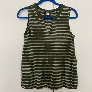 Old Navy Olive Green Striped Tank Top Size M